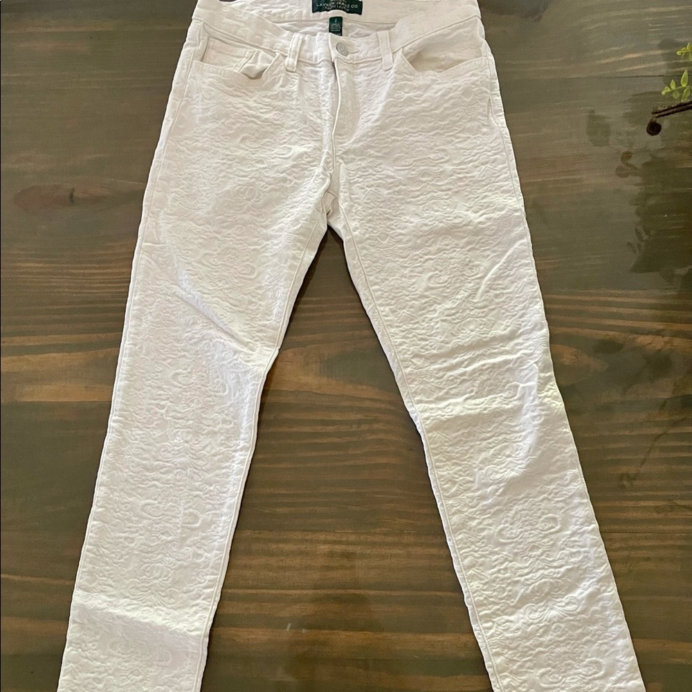 White textured skinny jeans- Ralph Lauren EUC